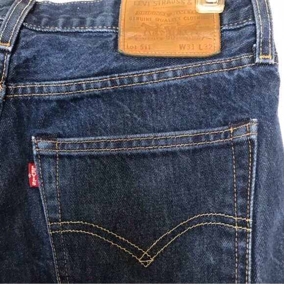 Levi’s 511 Red Tab Jeans Straight Leg Dark Wash Denim Zipper Fly Pockets 31 32L - Picture 5 of 14